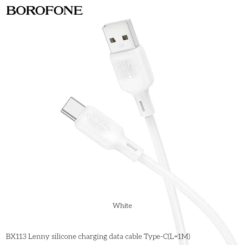 BOROFONE BX113 Lenny USB-A to USB-C silicone cable 1m NZ