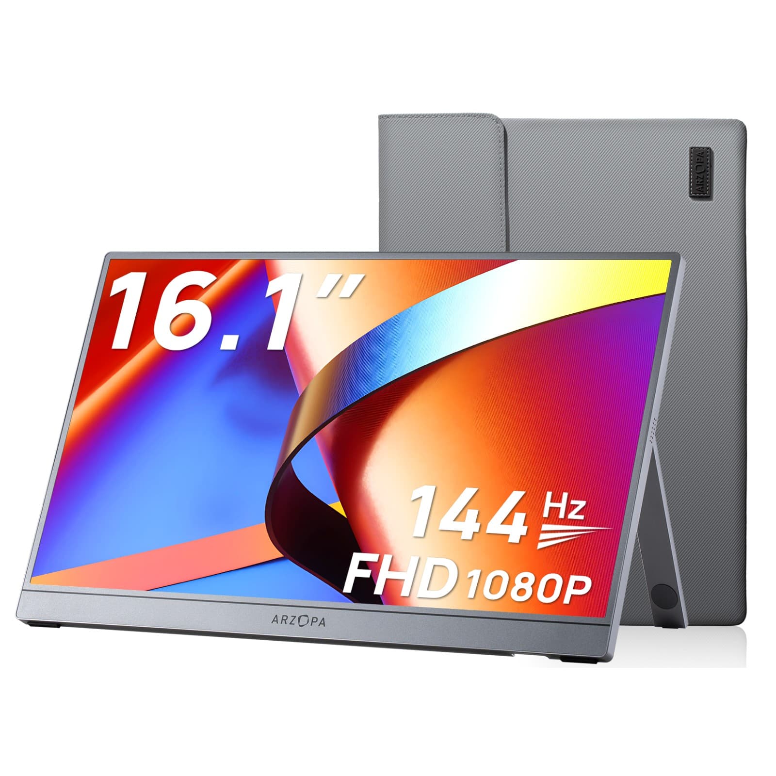 ARZOPA Z1FC 16.1" 144Hz Portable Gaming Monitor – Grey, with Sleeve Bag NZ 2