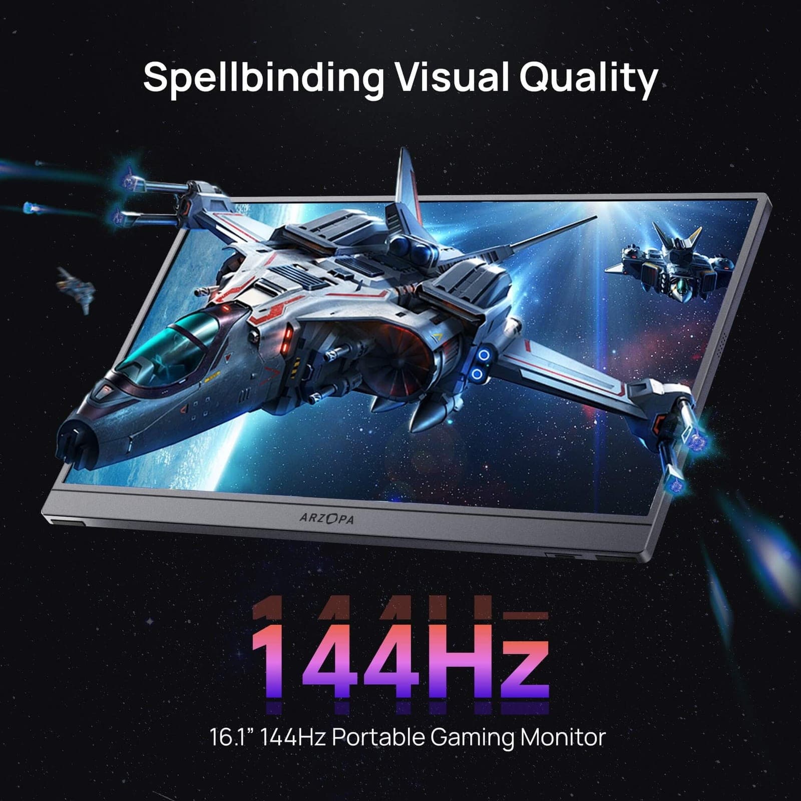 ARZOPA Z1FC 16.1" 144Hz Portable Gaming Monitor – Grey, with Sleeve Bag NZ 4